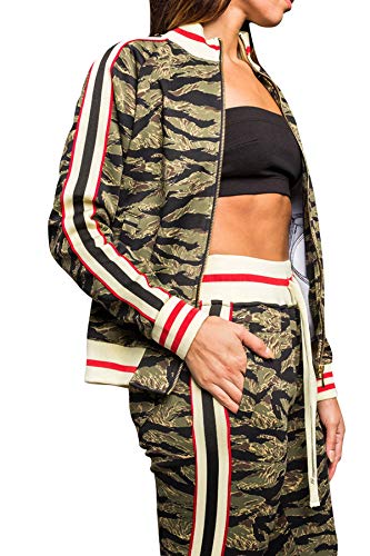 Victorious Women's Tiger Print 2 Piece Tracksuit Set - Long Sleeve Sweatshirts And Sweat Pants Vl211 - Tiger Camo - 2X-Large - D2A #TOP5