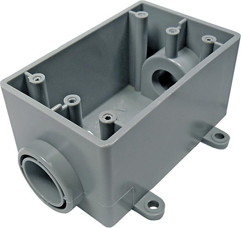Cantex 2-1/4 in. Rectangle PVC 1 gang Outlet Box Gray
