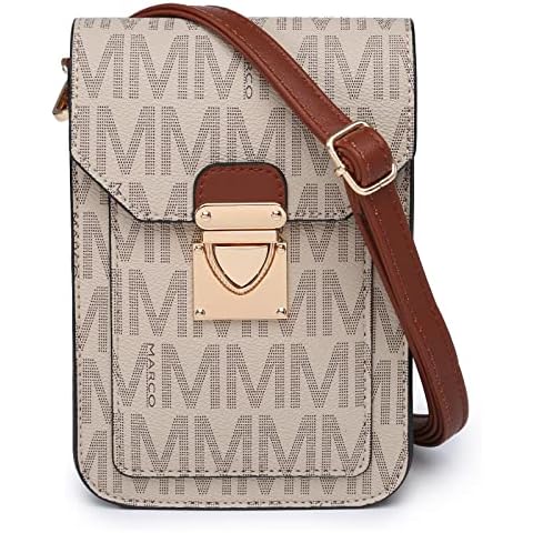 MKP Women Fashion Signature Lightweight Cute Small Crossbody Bags Cell Phone Purse Wallet Shoulder Bag With Snap Closure beige Size: 5"W x 7"H x 1.5"D Cover