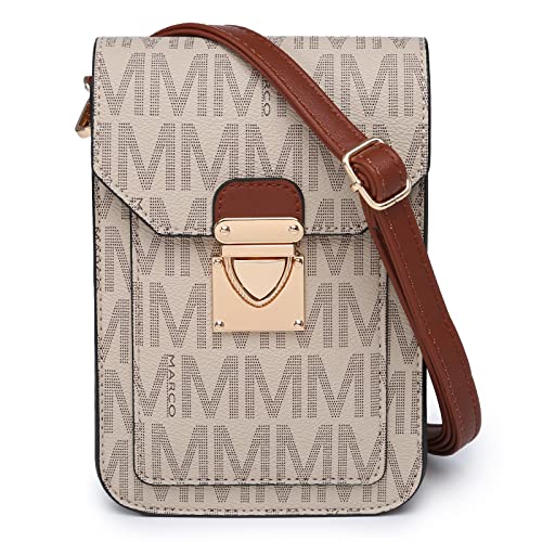 MKP Bolsa tiracolo feminina moderna, leve, fofa, pequena, para celular, carteira, bolsa de ombro com fecho de pressão, Bege, 5'W x 7'H x 1.5'D, Contemporâneo