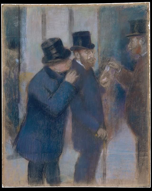 Affiche toile Portraits à la Bourse Edgar Degas reproduction tableau impressionnisme 60x90cm