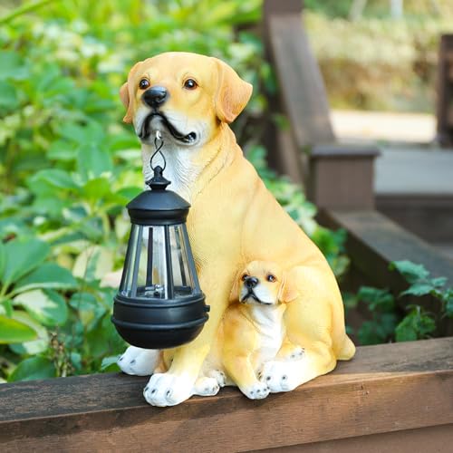 Solar Labrador Dog Statue with Lantern, Outdoor Garden Decor Figurine Light by Afirst - Used condition - Image 8
