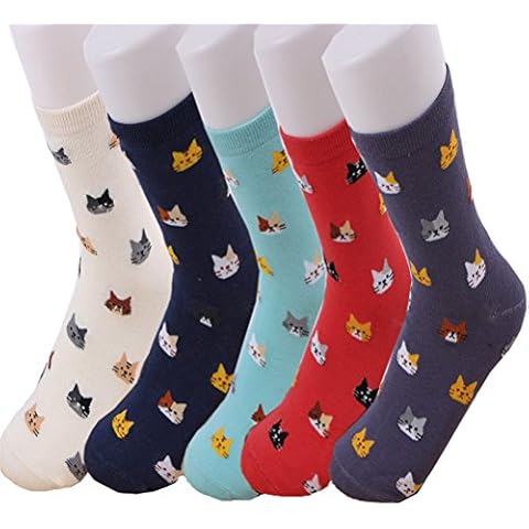 Calcetines de Algodón para Mujeres con Dibujos de Gato Cover