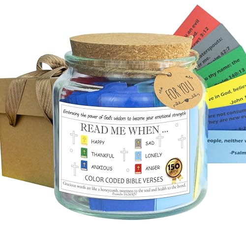 Bible Verse Jar, 150 Bible Verses in a Jar, Christian Gifts for Women, Prayer Hope, Bible Study Supplies Religious Birthday Gifts for Women