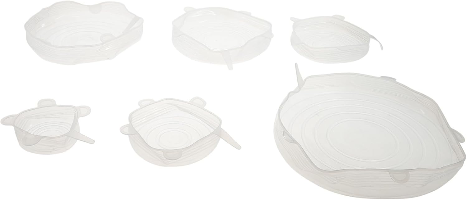6 fundas elásticas de silicona de grado alimenticio, tapas herméticas flexibles para almacenamiento de alimentos, conservación de frescura y uso en