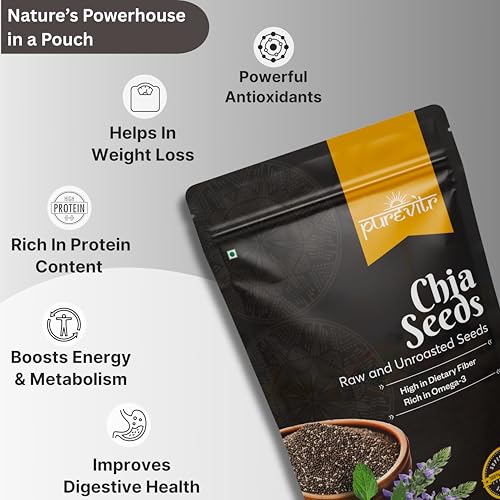 Image of Purevitr Sunflower Seeds & Chia Seeds Combo | 400g (200g Each) | Nutrient-Rich Superfood | High in Protein, Fiber & Omega-3 | Raw & Natural