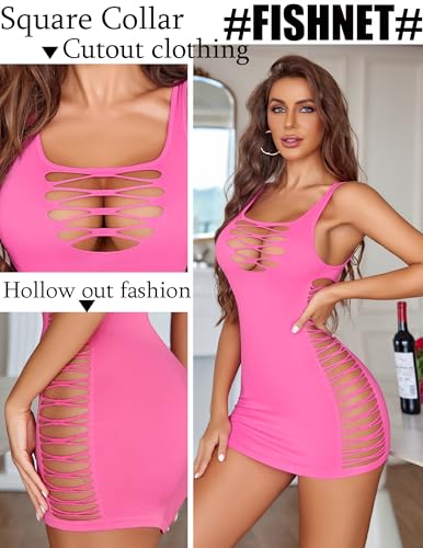 Avidlove Womens Fishnet Bodycon Dress Sexy Cut Out Lingerie Club Outfits - image 7