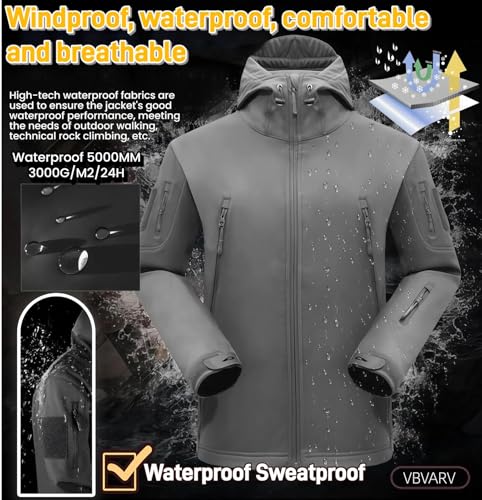 VBVARV Militärische Taktische Herren-Kampfuniform wasserdichte Armee-Kampfanzug-Sets Camouflage Softshell-Jacken-Hosen Jagdkleidung,Cp,XL