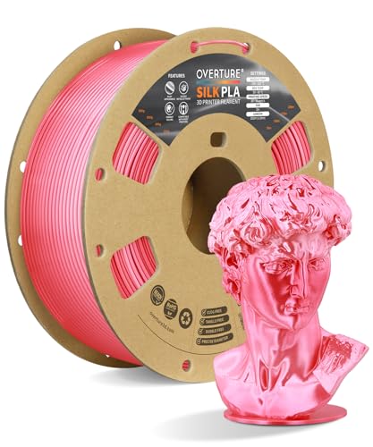 Image of OVERTURE Silk PLA Rainbow Filament 1.75mm, Bi-Color Shiny PLA Finish, Smooth & Glossy, 1kg Spool (2.2lbs), Ideal for Cosplay Jewelry & Home Decor (Silk Punch Pink)