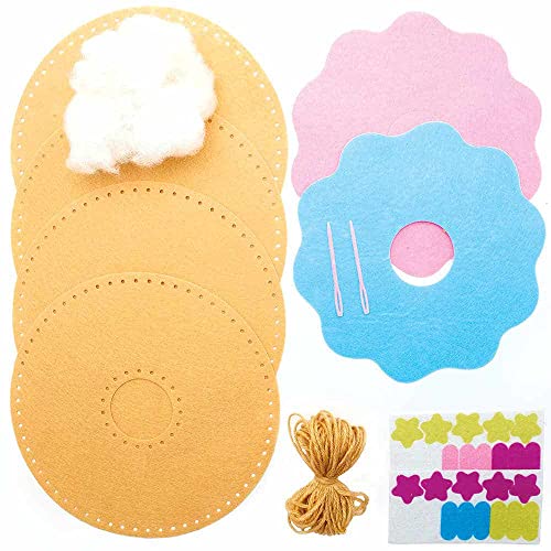 Baker Ross FC800 Donut Kissen Nähset für Kinder - 2er Pack, Bastelset zum Nähen für Kinder