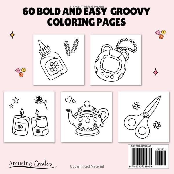 Super Cute Things Coloring Book: Bold and Easy Designs for Kids and Adults, Simple and Big Illustrations Featuring Cute and Groovy Things for Relaxation image 3