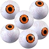 Vertintong 6 Pcs Summer Halloween Inflatable Beach Balls 14 Inch Halloween Pumpkin Ghost Pool Floats Plastic Jack O Lantern Party Decoration for Summer Yard, Garden, and Lawn Decorations(Eyeball)