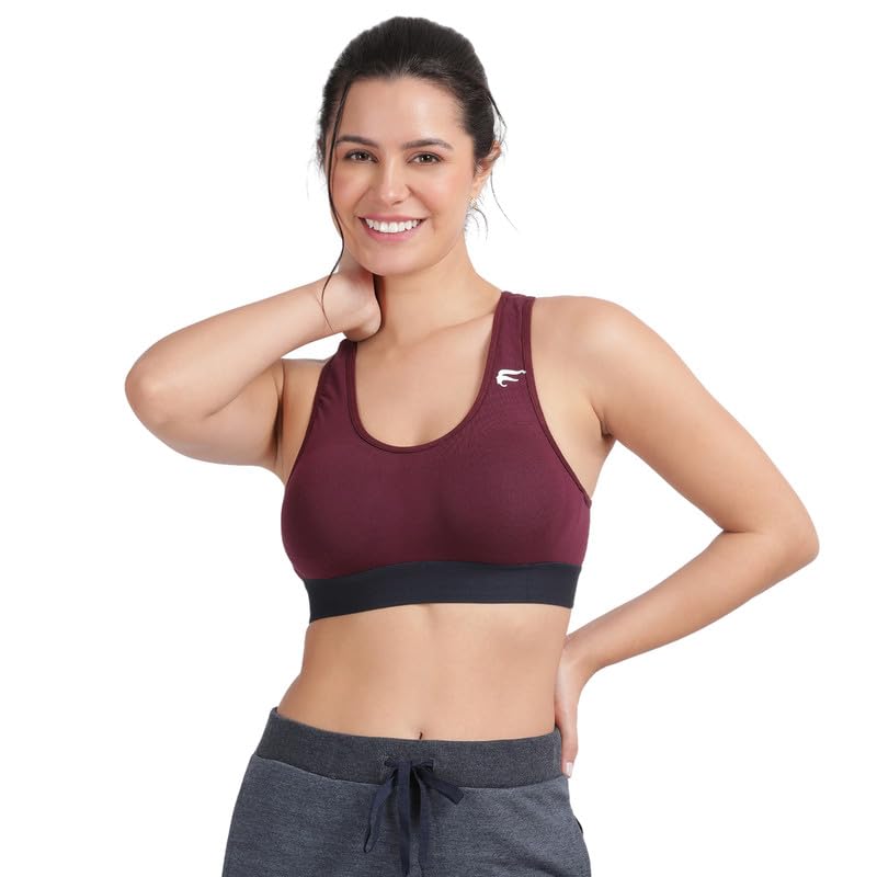 envie 1070 Non-Wired Padded Full Coverage Sports Bra for Womens -Medium Impact Gym/Workout Bra, Racer Back Slip-on Bra with Removable Pad -200 GSM Cotton|Spandex-All Day Comfort Bra-picture-22