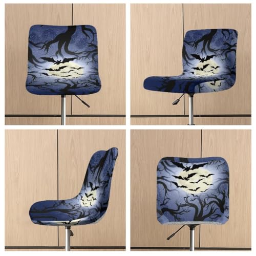 Image of Moon Bat Stretch Bar Stool Covers Set of 4,Stretch Removable Washable Bar Stool Chair Covers,Counter Height Chairs Cover for Kitchen Dining Room Cafe Furniture