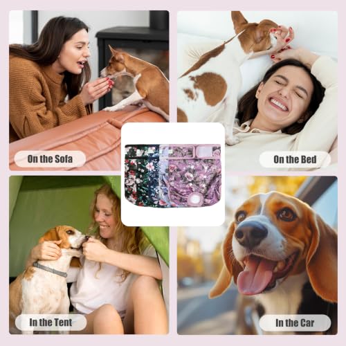Image of wegreeco Female Dog Diapers, Washable Reusable Pet Puppy Doggie Diapers for Small Medium Large Female Dogs in Heat Period, Doggy Period Panties, 5 Pack, Small, A Sea of Flowers