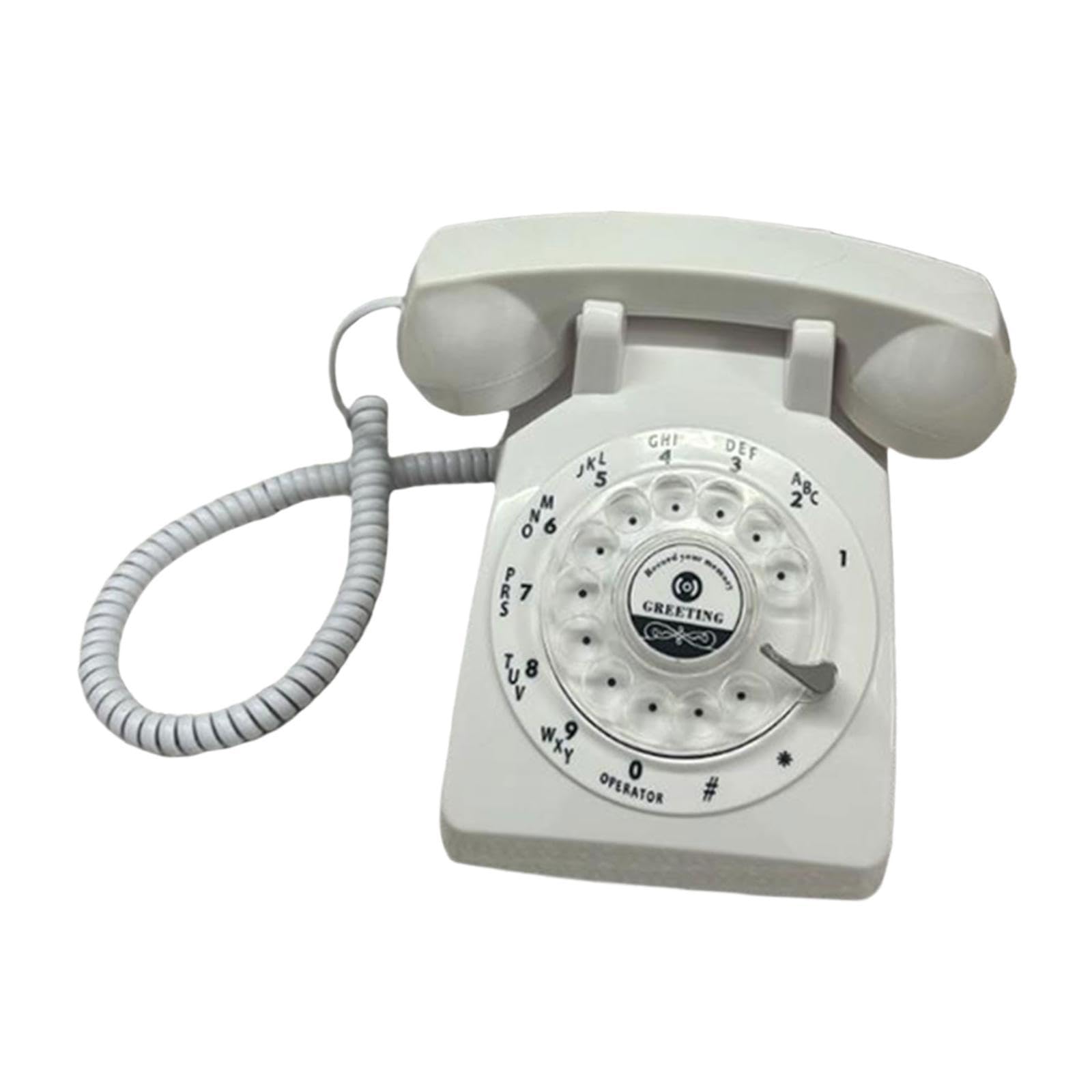 Sharplace Audio-Gästebuch-Telefon, Sprachrekorder-Telefon, klassisches Wählscheiben-Festnetztelefon, Modell mit Aufnahmetelefon für Brautpartys und Hochzeiten, Weiß