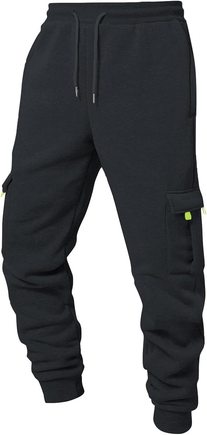 WENKOMG1 Men's Casual Cargo Joggers Stretch Outdoor Hiking Drawstring Tactical Sweatpants with Multi Pockets, S-3XL