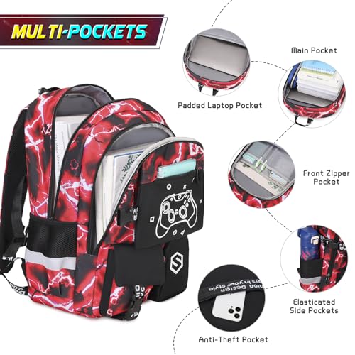 Scothen Boys Backpack, Cool Luminous Kids School Backpacks with Lunch Bag by Scothen - Used condition - Image 4