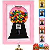 Candy Machine Picture Frame Dispenser, Gumball Machine, Hang on Wall, Wall Mounted Dispenser Picture Photo, Birthday and Holiday Gifts (Light Pink)