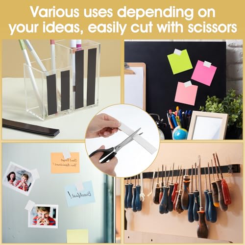 10 Stück Magnetstreifen Selbstklebend Stark, Flache Magnetklebeband, Rechteckiges Magnetband Selbstklebend, Flexible Magnet Klebeband für Whiteboard Organisation, DIY Projekte (15cm×2cm×1mm)