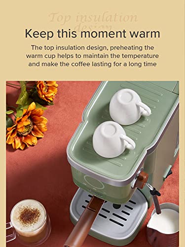 Wsykc Espresso Coffee Machine 20 Bar Espresso Maker With Milk Frother Steam Wand Cappuccino, Latte For Home Barista, 1.2L Removable Water Tank, Coffee Spoon, Vintage Green Green-Cs3 #TOP4