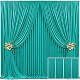 4 paneles de cortina de fondo turquesa para fiestas, sin arrugas, telón de fondo de fotos, decoración de tela para baby shower, boda, fiesta de cumpleaños, 20 pies de ancho x 10 pies de alto