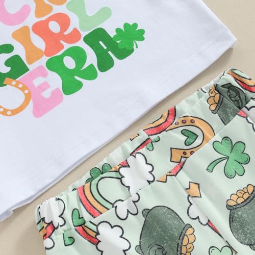 YINGISFITM Toddler Baby Girl St Patricks Outfit Letter Short Sleeve T Shirt Irish Shamrock Bell Bottoms Lucky Clothes (St Patricks Day Outfit Lucky Green, 18-24 Months) - Thumbnail 5
