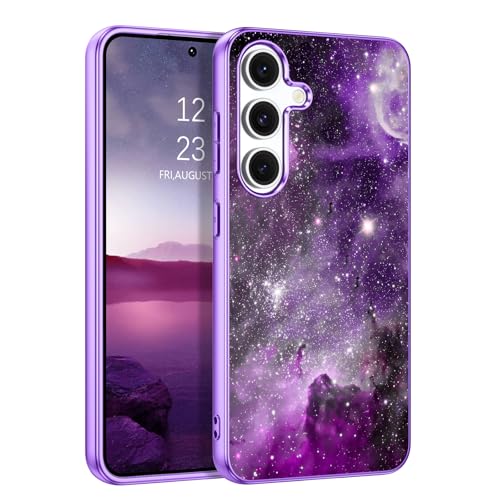 BENTOBEN for Samsung Galaxy S25 Case, Glow in The Dark, Slim Fit Hard PC Soft Flexible TPU Bumper Shockproof Drop Protective Women Men Protective Phone Cover Casefor Galaxy S25 6.2', Purple Nebula
