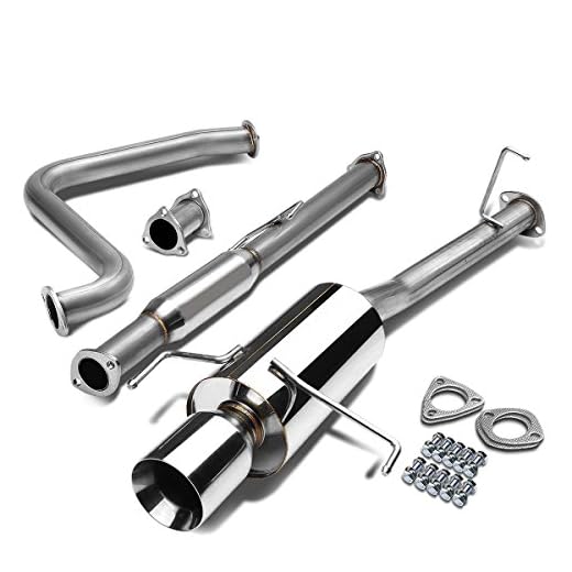 4 Inches Muffler Rolled Tip Catback Exhaust System Compatible with Honda Prelude H22 97-01