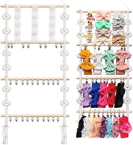 GFPGYQ Headband Bow Holder for Baby Girls Hair Bows, Boho Bow Holder for Girls Hair Bows and Headbands, Nursery Hair Bow Holder Organizer