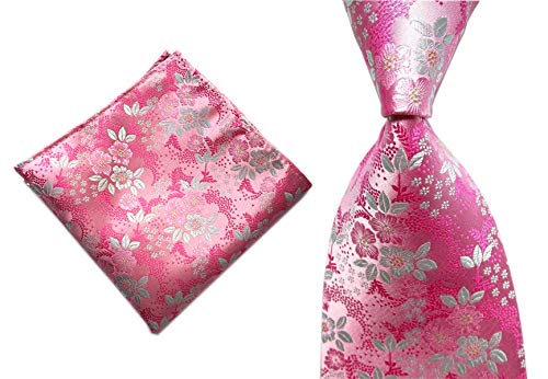 Men's Boys Pink White Tie Summer Floral Party Wedding Woven Silk Paisley Necktie #TOP6