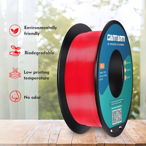 Image of GIANTARM 3D Printer Filament, Red Pla Filament, 1Kg(2.2lbs) Spool, 1.75mm Dimension Accuracy + /- 0.03mm, 3D Printing Filament