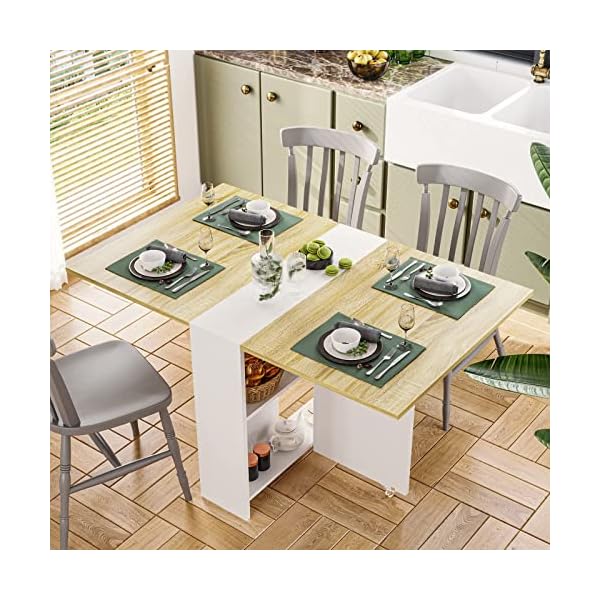 Tiptiper Folding Dining, Versatile Dinner Table with 6 Wheels and 2