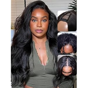UNICE EasiContour V Part Human Hair Kinky Straight Glueless Clip in VPart Wig Magic Leave Out Ready to Go Beginner Friendly 150% Density 20 Inch