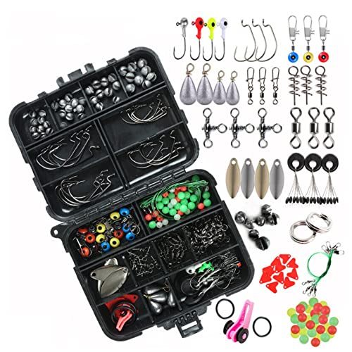 2023 188PCS Stainless Steel Fishing Accessories Kit Set with Tackle Box Pliers Jig Hooks Swivels