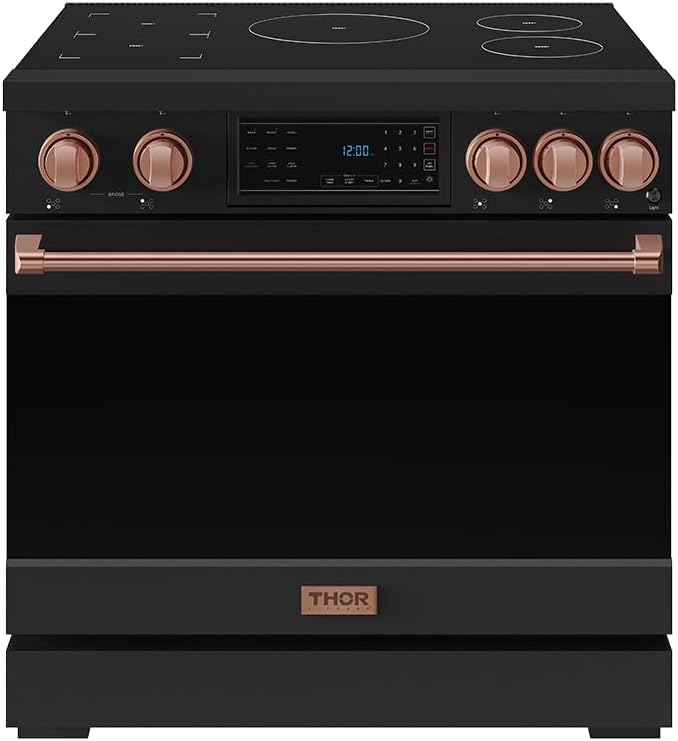 36 Inch Professional Induction Range with Tilt Panel Touch Control in Black and Bronze | Gordon Ramsay Series