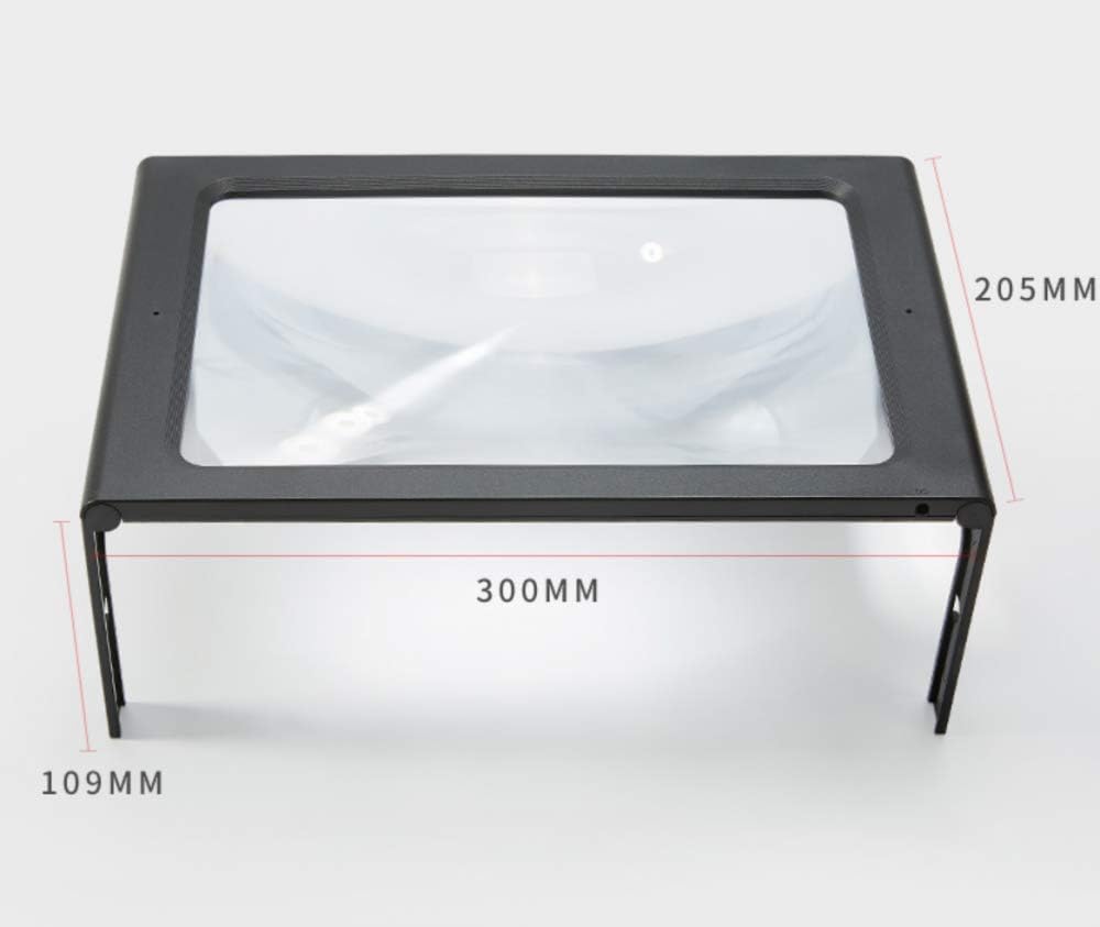 Magnifyiglasses, Magnifier 3X Table Magnifier with Light A4 Readimagnifiers for Large Rectangular Stand Magnifier with Foldistand for The Visually Impaired to Read Newspaper and Books