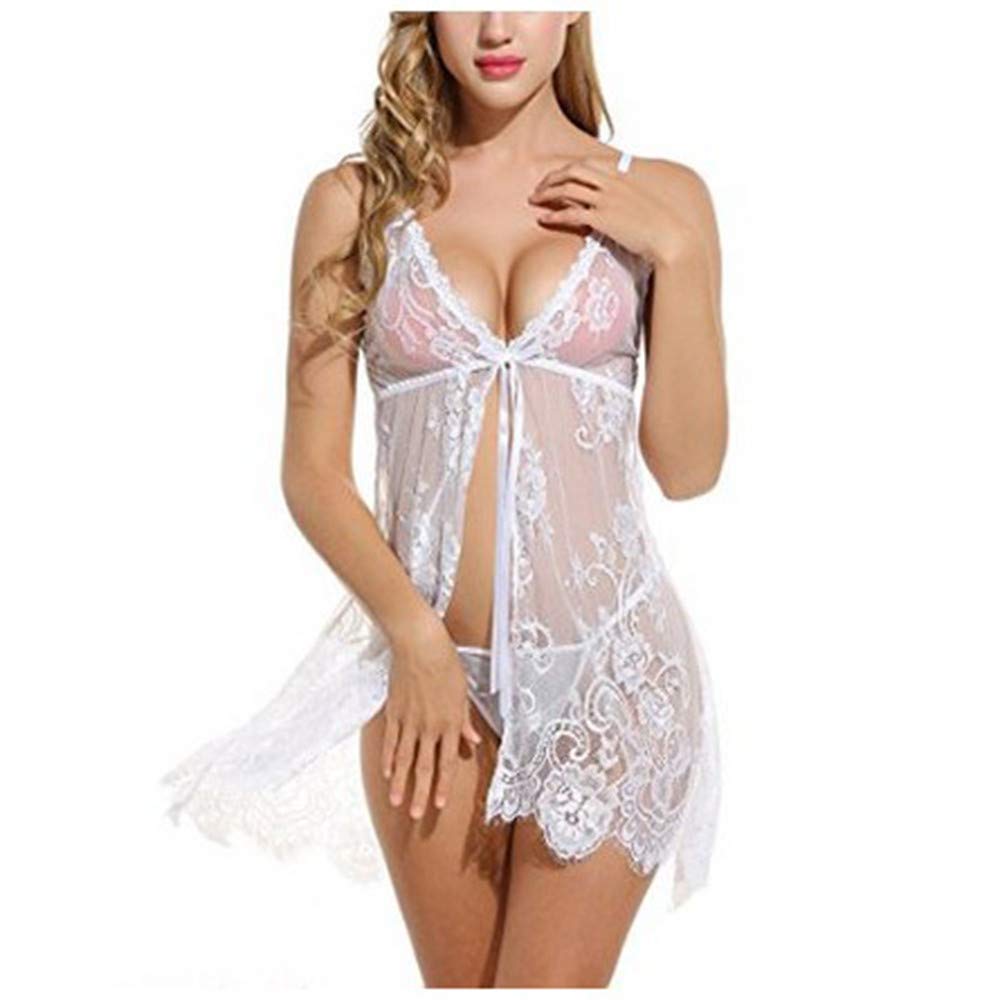 Lingerie Donna Babydoll Reggiseno Aperto - Set Sexy Per Taglie Forti Con Perle E Decorazioni Hot