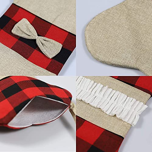 Huihong Dog Christmas Stockings Set Of 2,Buffalo Plaid Christmas Stockings,Adorable Large Bone Shape Hanging Christmas Stocking For Dogs Christmas Decor Holiday Party Gift Accessories #TOP3