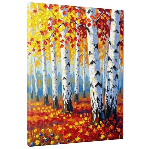 Lienzo de bosque otoñal para decorar el salón y crear un ambiente relajante