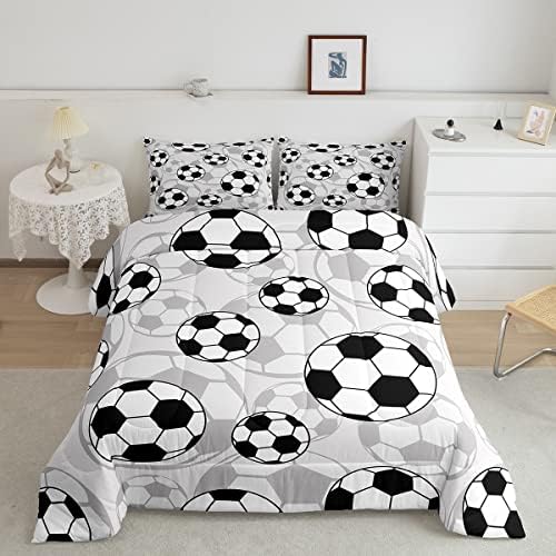 Football Bedding Set Full Size 7-Piece - Soccer Sports Theme Comforter & Sheet Set For Kids