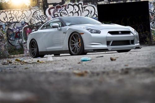 Nissan Skyline R35 GTR GT-R HRE Wheels Silver Right Front Low HD Poster Super Car 48 X 32 Inch Print