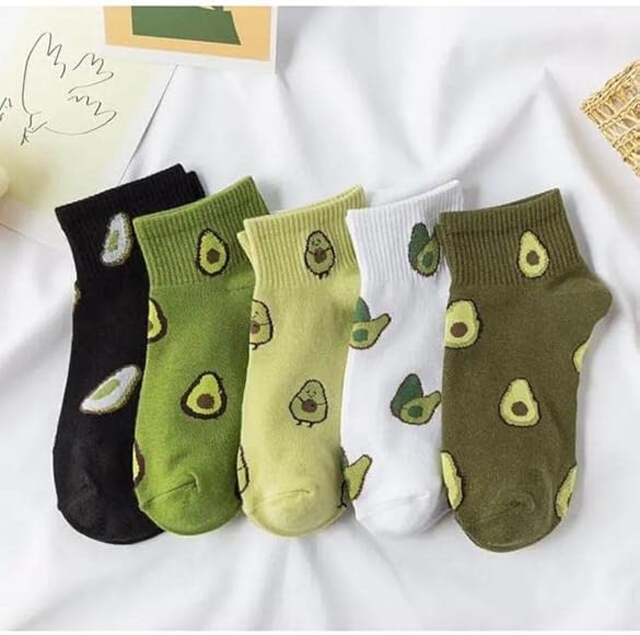 Amazon Co Jp 5足組 なアボカドかわいい靴下 レディース お洒落 韓国くるぶし 服 ファッション小物