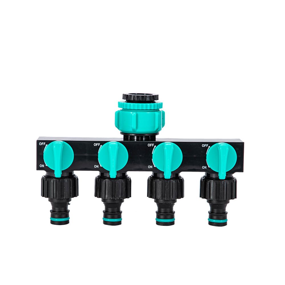 4-Way Distributor Water Distributor 4-Way 4-Way Water Connection Distributor Valves 4-Way Distributor for Garden Hose, Stopcock, Hose Distributor Hose Splitter (Green)