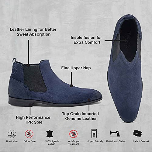Image of Teakwood Suede Leather Mid Ankle Classic Boots Shoes for Men