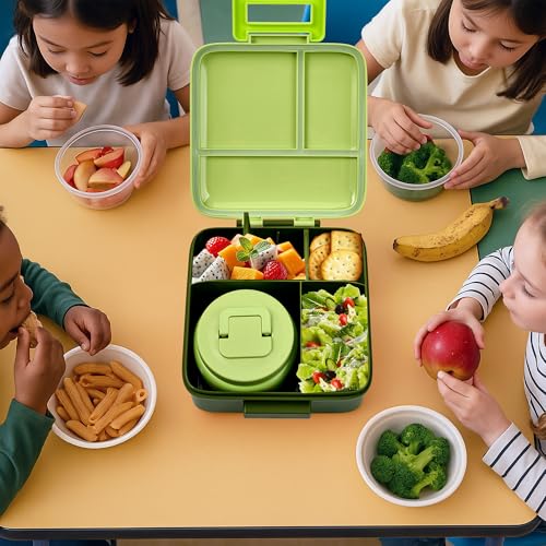 Image of Bento Lunch Box for Kids with 8oz Soup Thermo Leak-Proof Lunch Food Containers with Snack Sauce Container for Kid Girls Boys to School