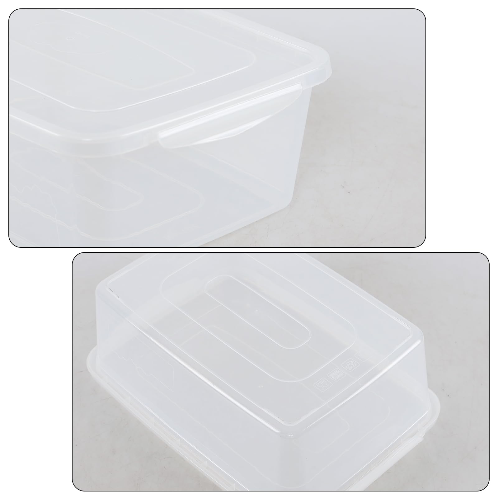 Contenedor de almacenamiento de plástico de 14 cuartos de galón con tapa, caja organizadora apilable transparente para nevera, 4 paquetes