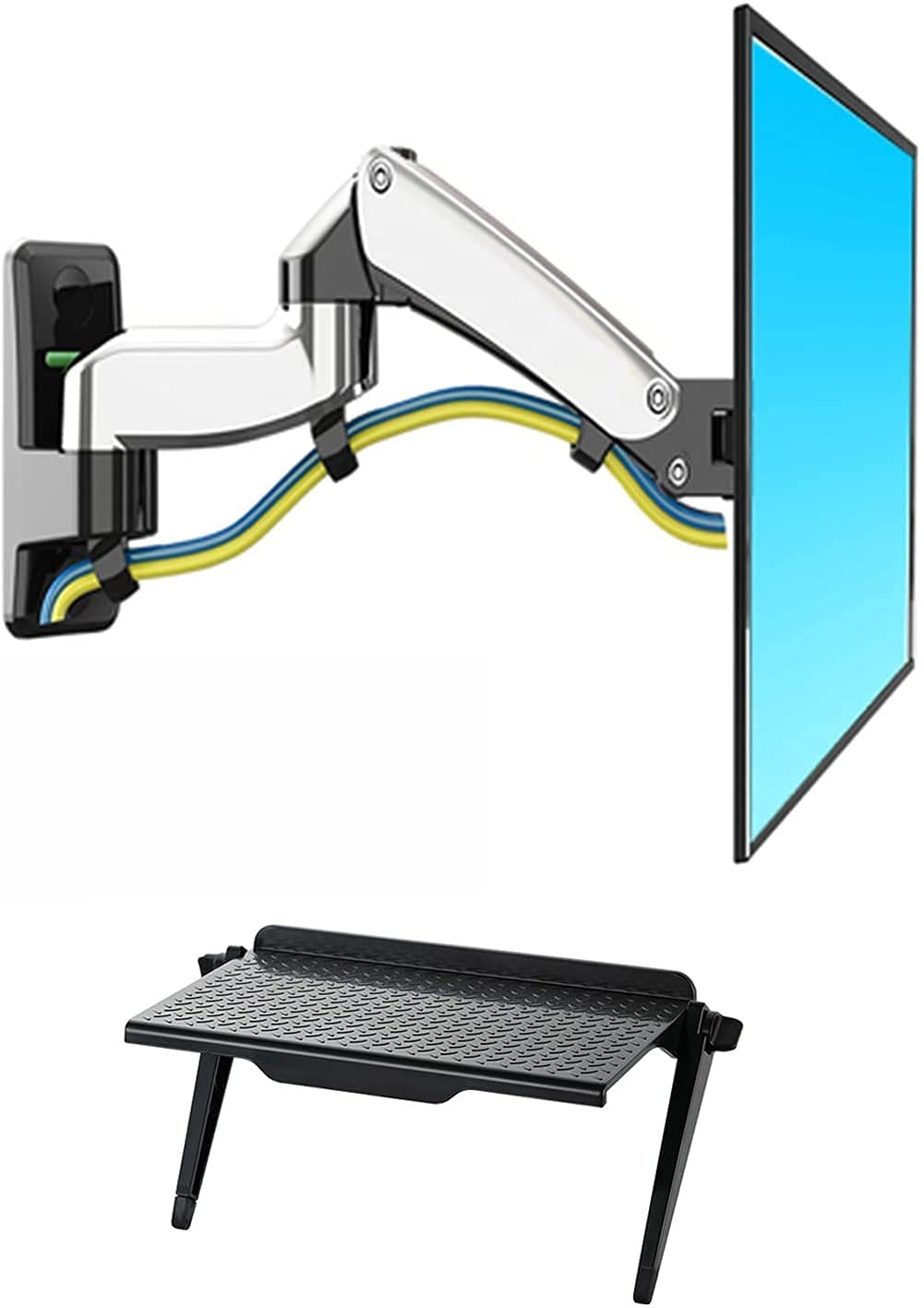 tv Wall Mount Stands TV Wall Bracket with Aeroelastic Hovering and Lifting Function | Full Motion TV Wall Mount for Most 40-50 Inch Flat&Curved TVs,Holds Up to 16kg (Color : Silver)