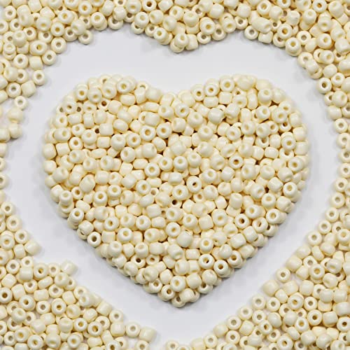 Perles de rocaille 4mm Beige ~1600pcs/110Grams 6/0 pour boucles