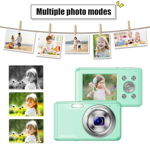 DigitalkameraHD-1080P-Fotokamera-Kompaktkamera-mit-32GB-Karte-48MP-Fotoapparat-24-LCD-16X-Digital-Zoom-Digital-Kamera-fur-Teenager-AnfangerGruner